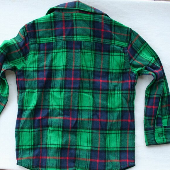 GREEN FALL FLANNEL BUTTON DOWN SHIRT PLAID BOYS 4 5 XS WARM AUTUMN LAYERING TOP - Picture 10 of 12
